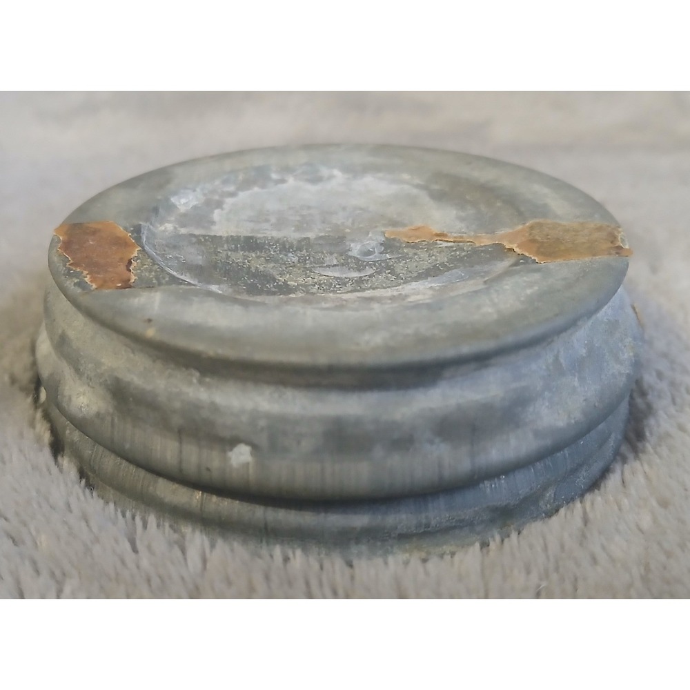 Vintage Zinc Canning Jar Lid with Milk Glass Liner Standard Mouth Replacement